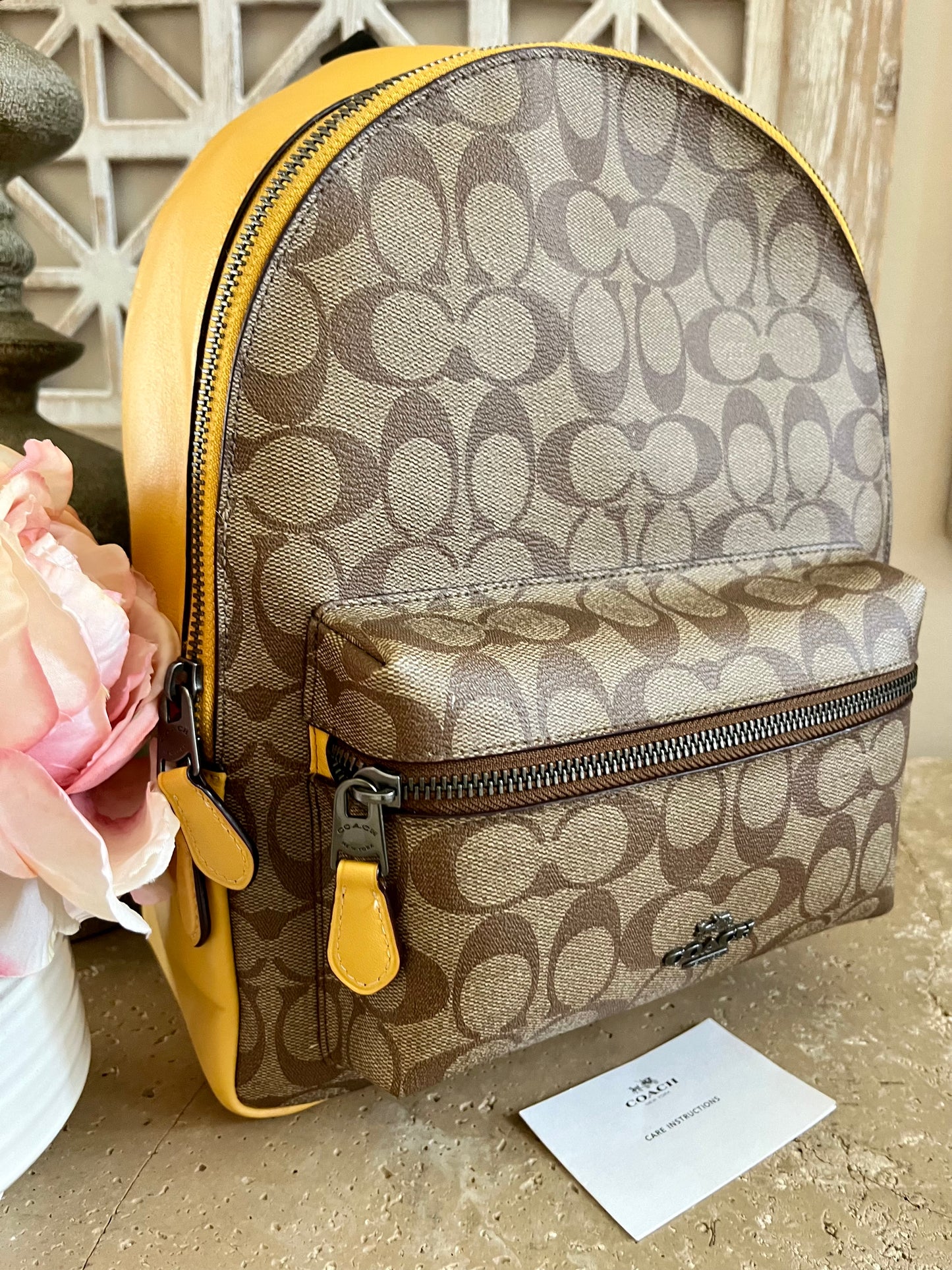 Coach Signature Yellow Medium Backpack