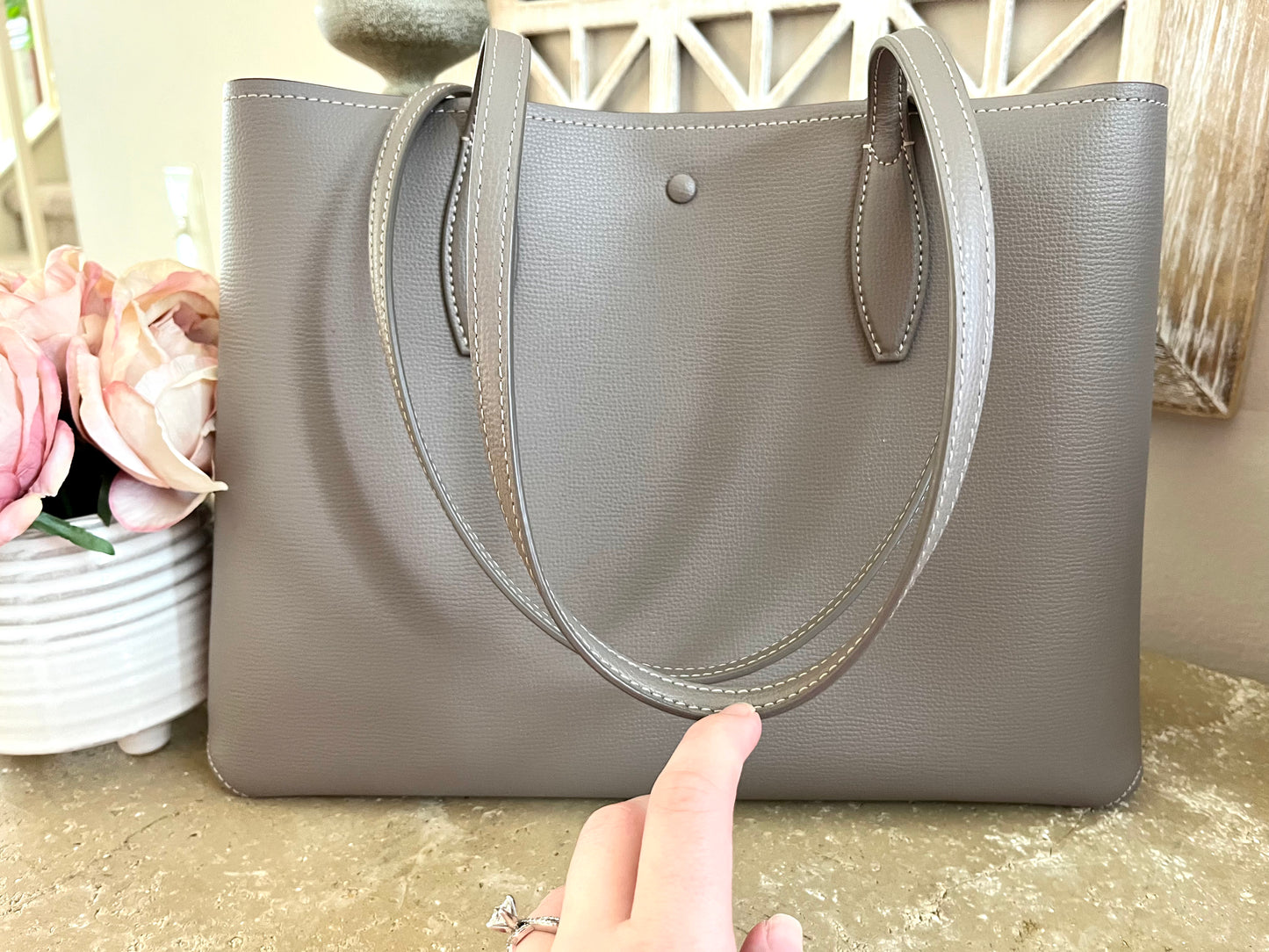 Kate Spade Large Gray & Plum Open Satchel Tote