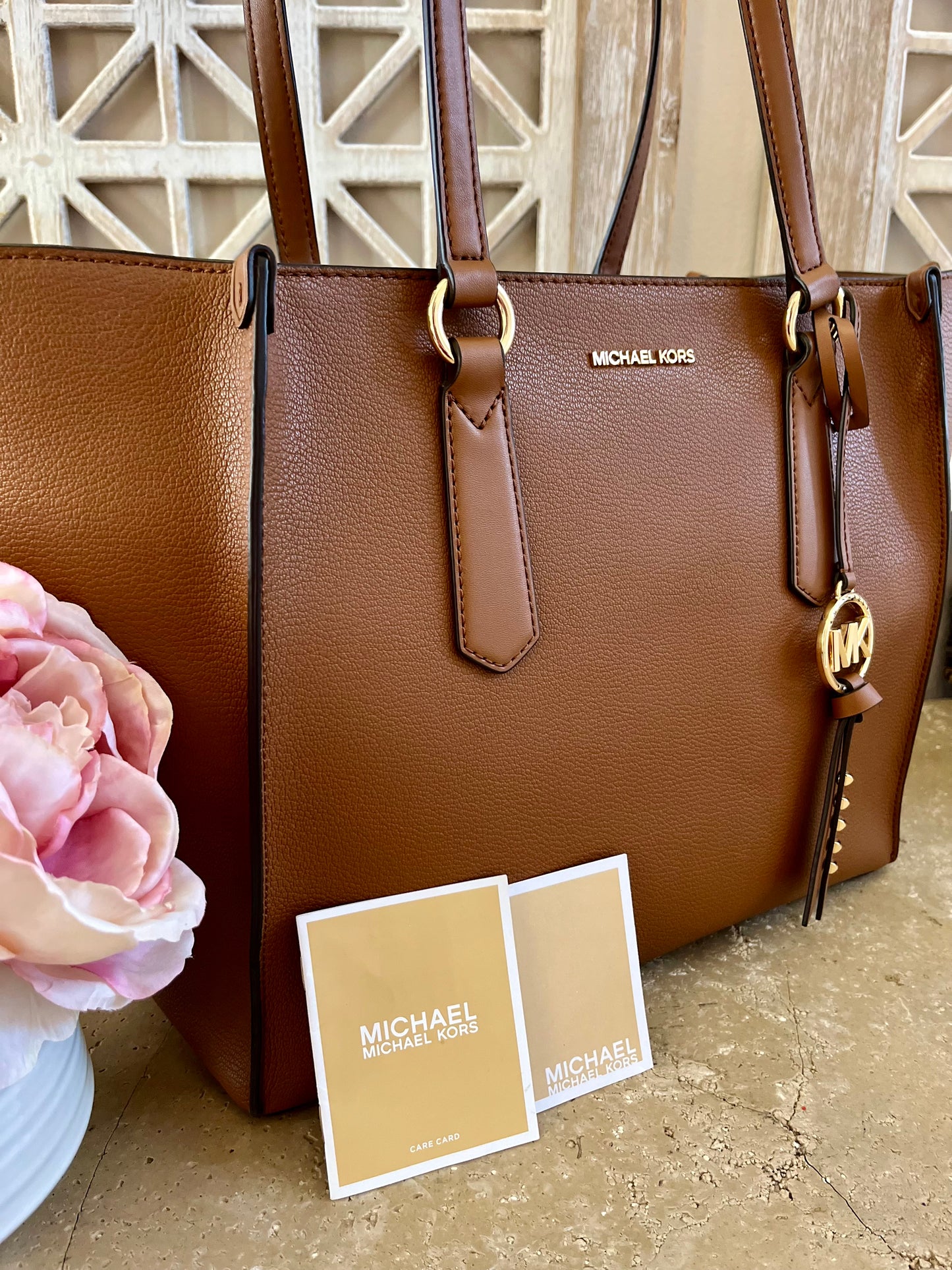 Michael Kors Large Beige Zip Tote