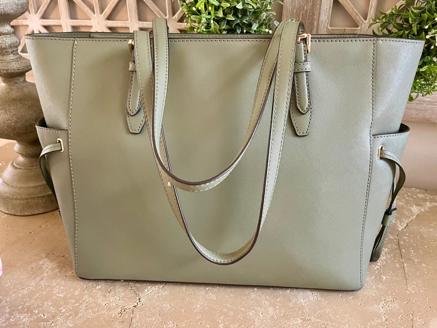 Michael Kors Olive Green Large Voyager Tote