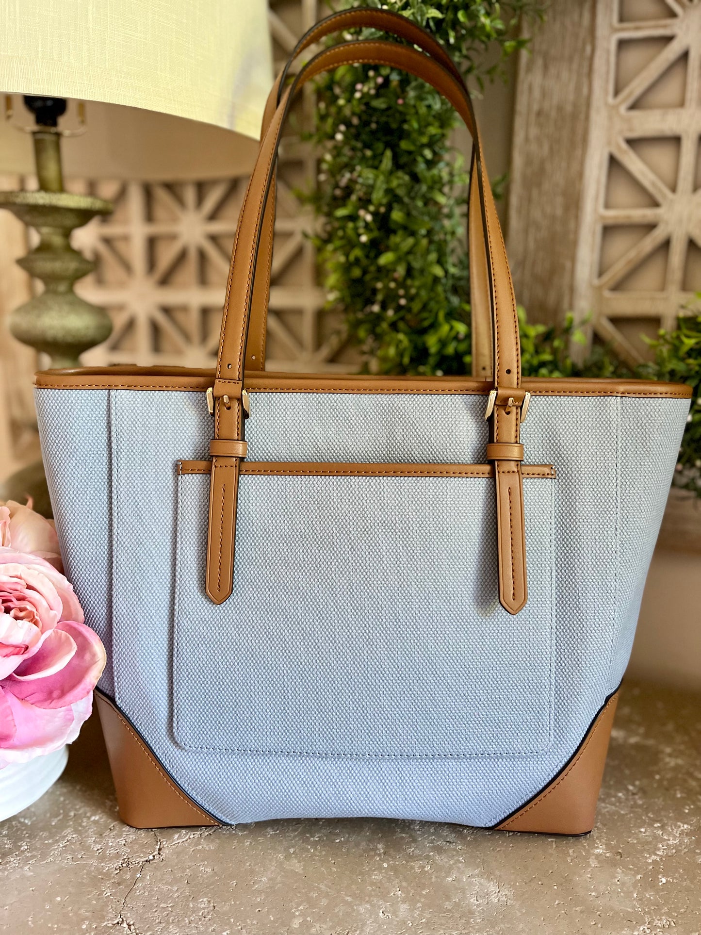 NEW Michael Kors Blue Aria Large Zip Tote