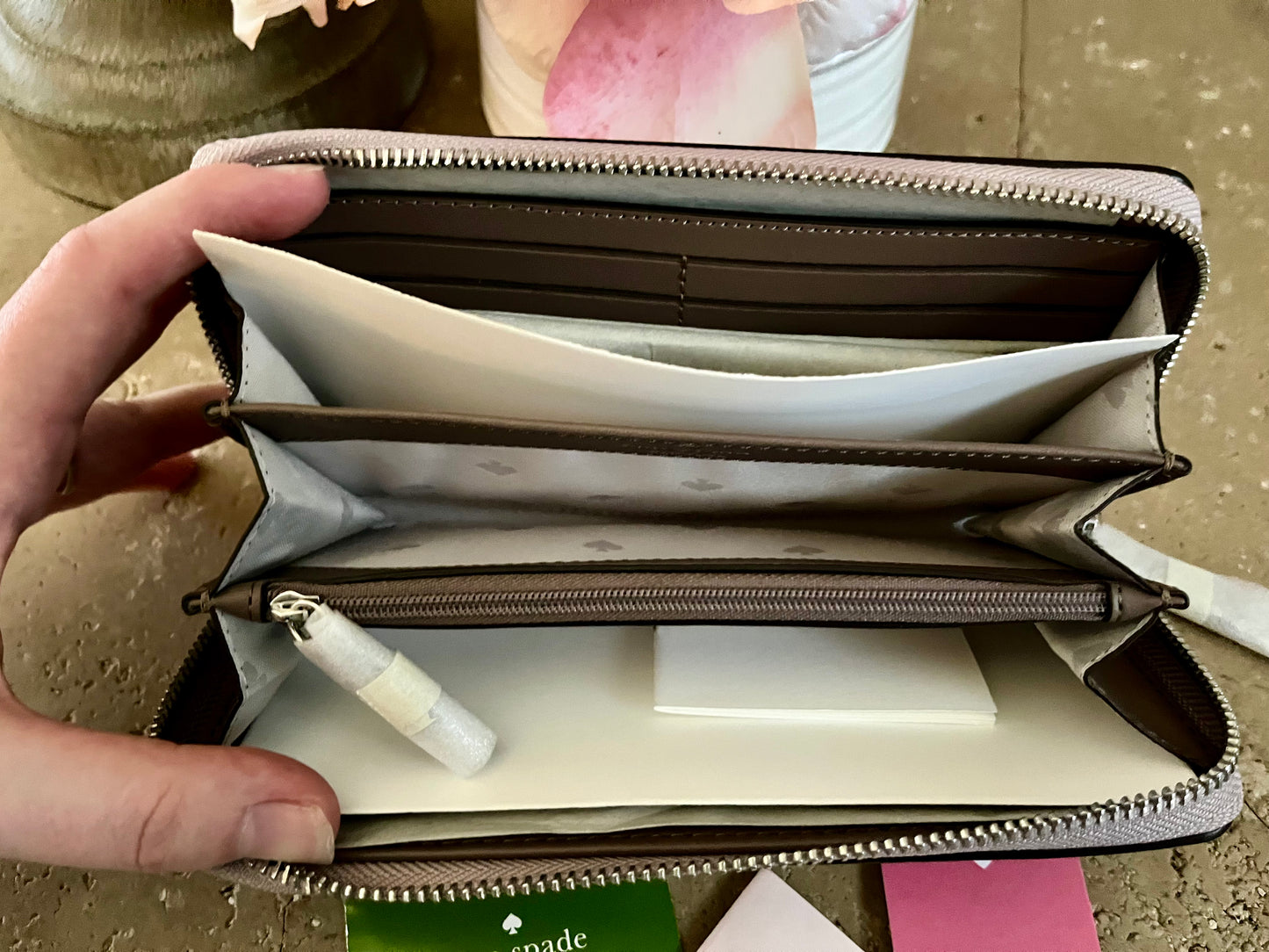 NEW Kate Spade Large Gray Zip Wallet