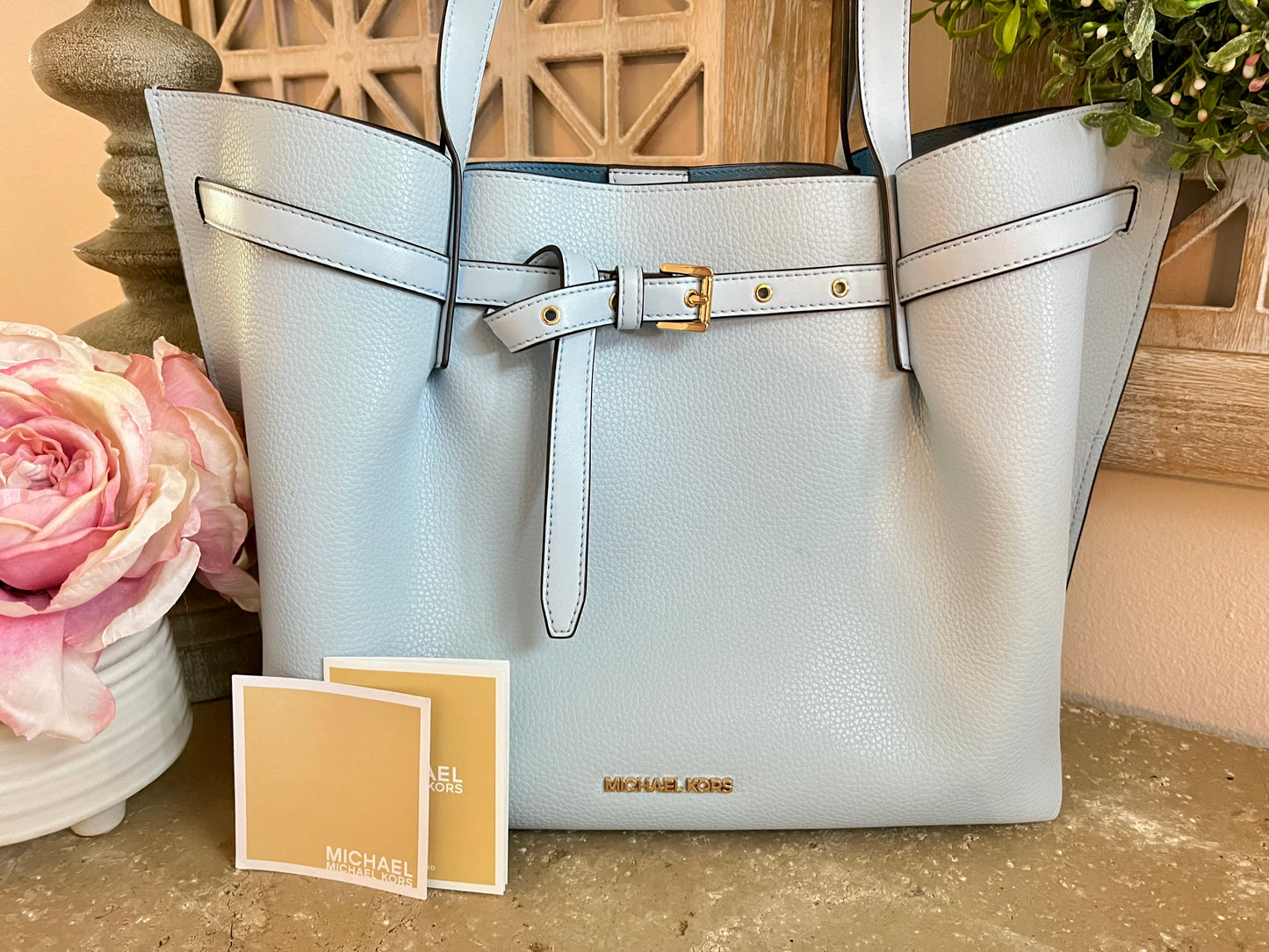 Michael Kors Emilia Large Pale Ocean Blue Tote