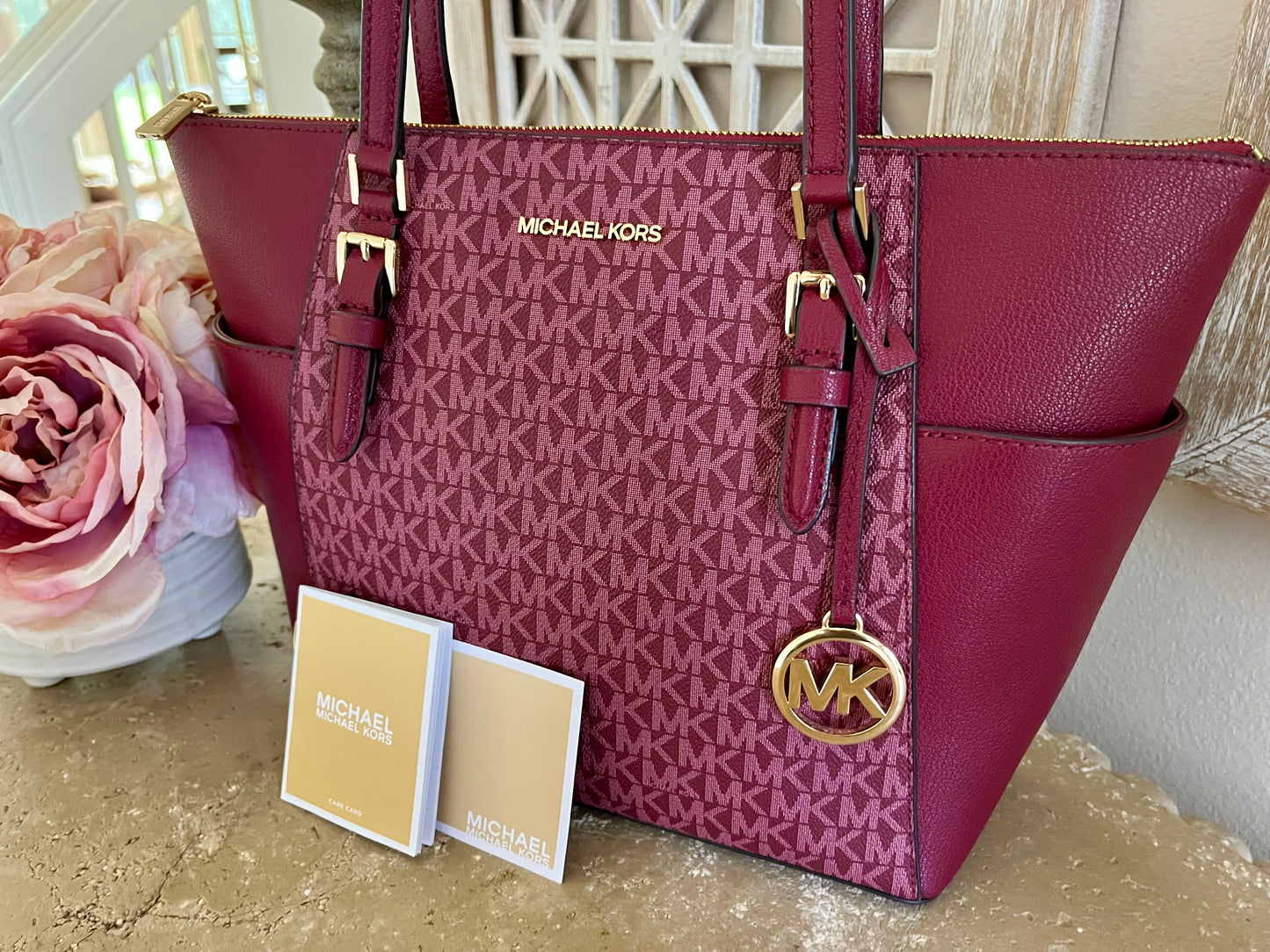 NEW Michael Kors Medium Jet Set Burgundy Tote