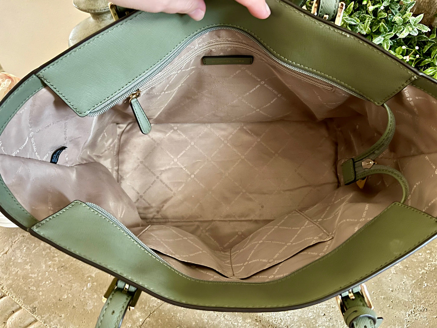 Michael Kors Olive Green Large Voyager Tote