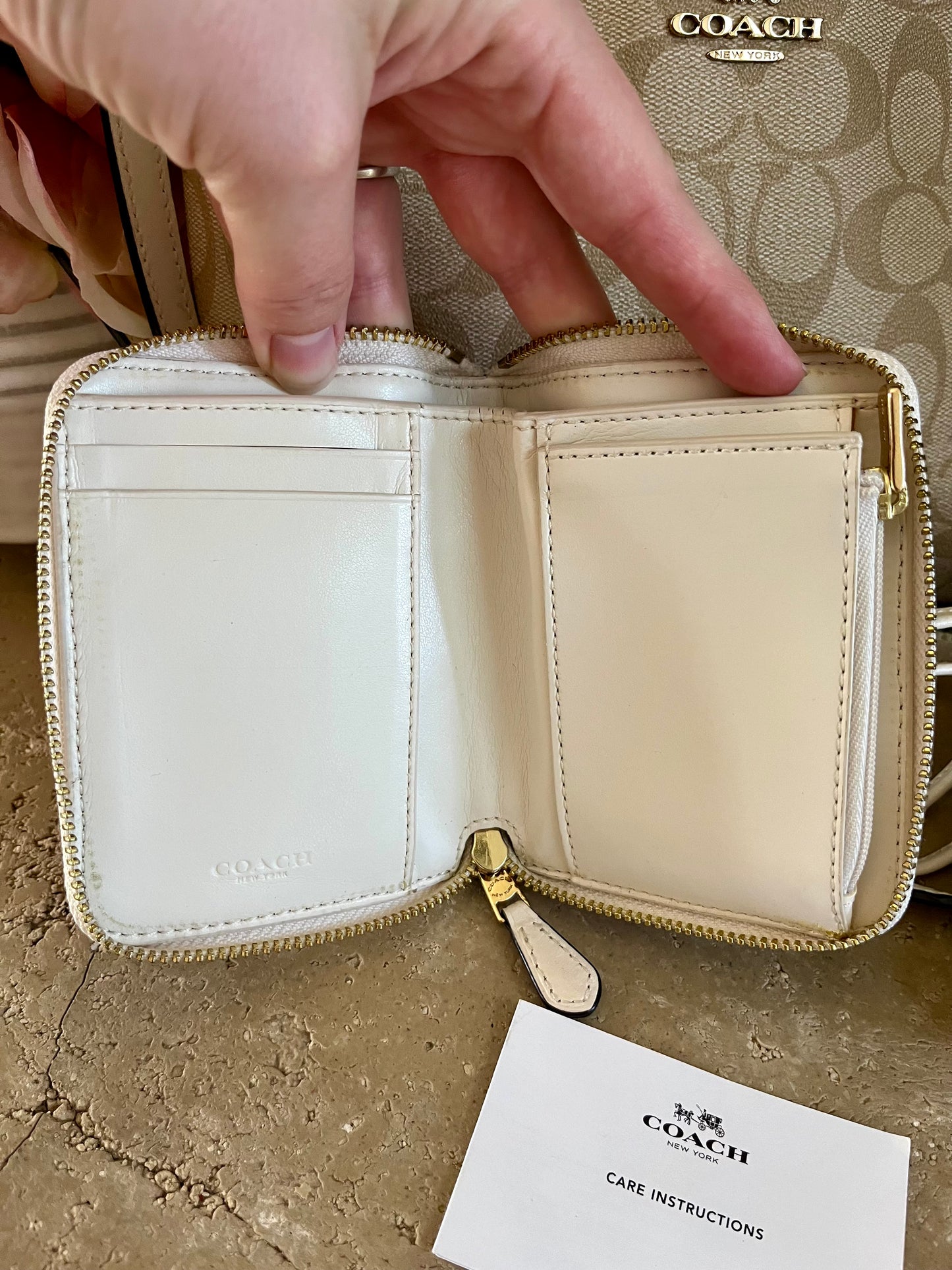 Coach Cream Signature Crossbody with Matching Wallet, Card Holder Set