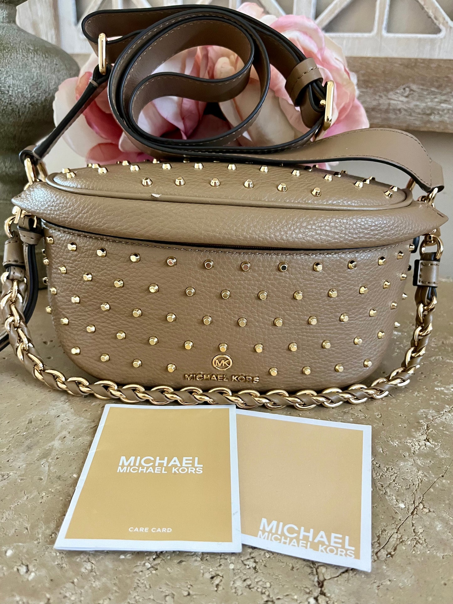 Michael Kors Gold Studded Chain Belt Bag