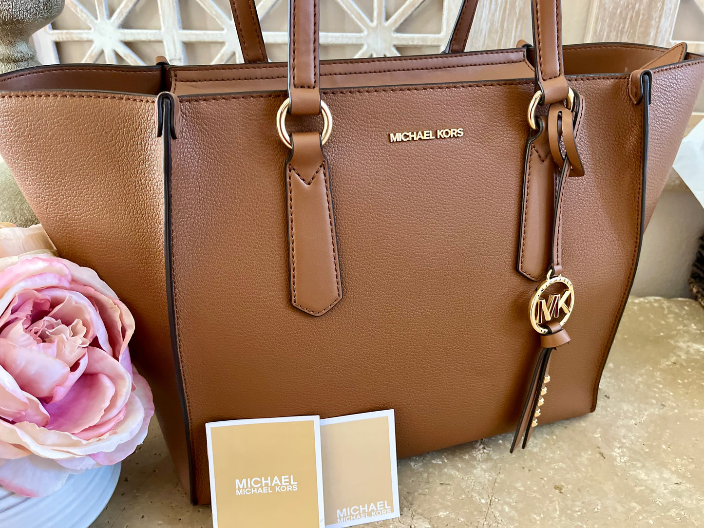 Michael Kors Large Beige Zip Tote