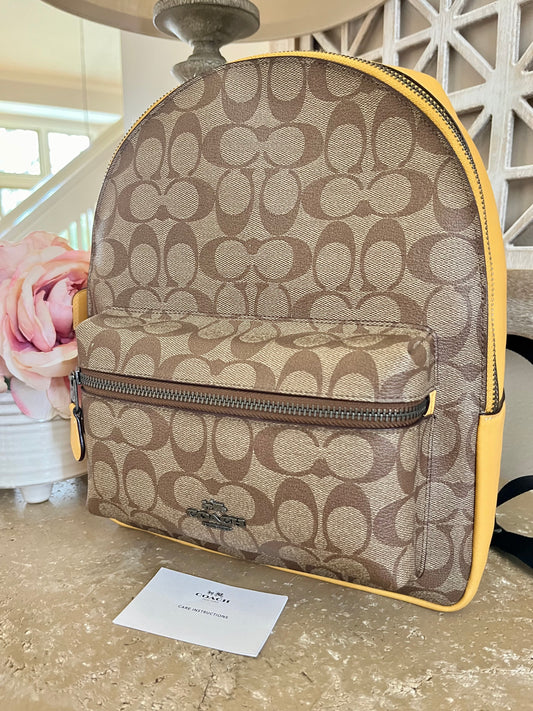 Coach Signature Yellow Medium Backpack