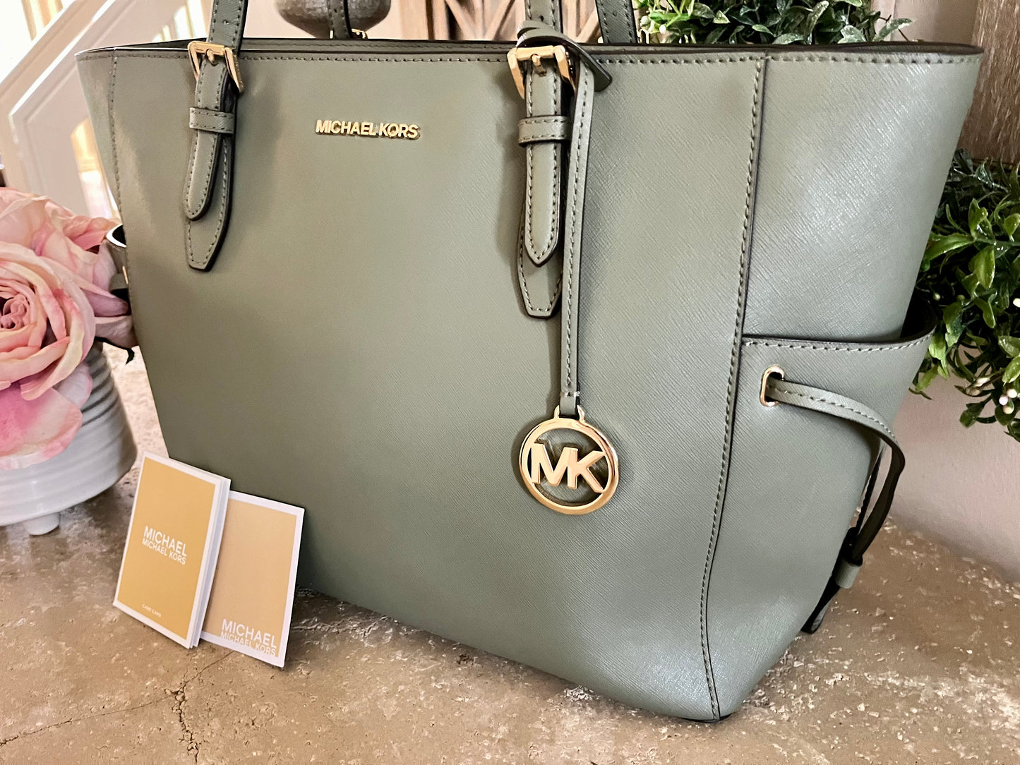 Michael Kors Olive Green Large Voyager Tote