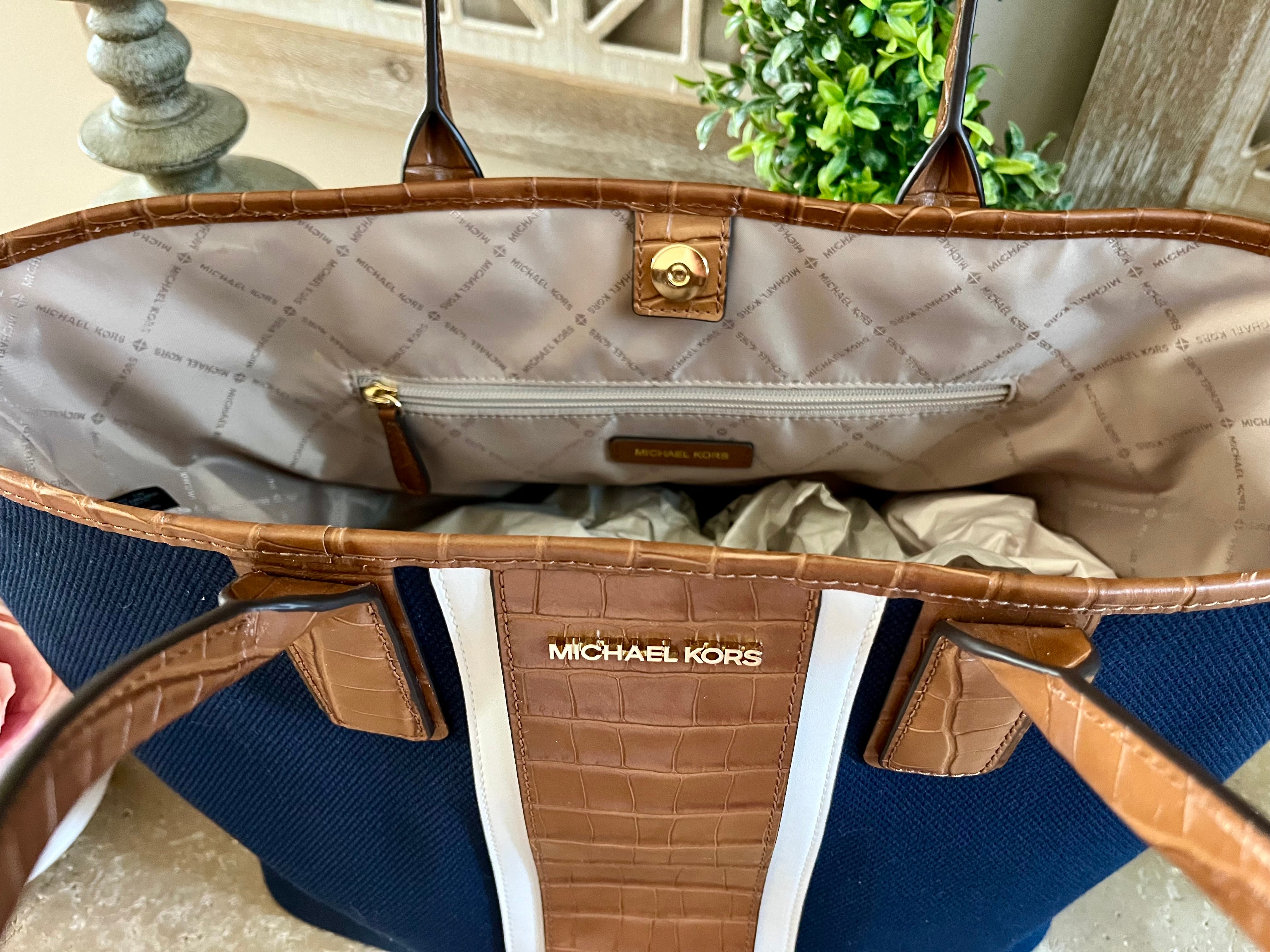 New Michael Kors Blue Large Jet Set buy tote