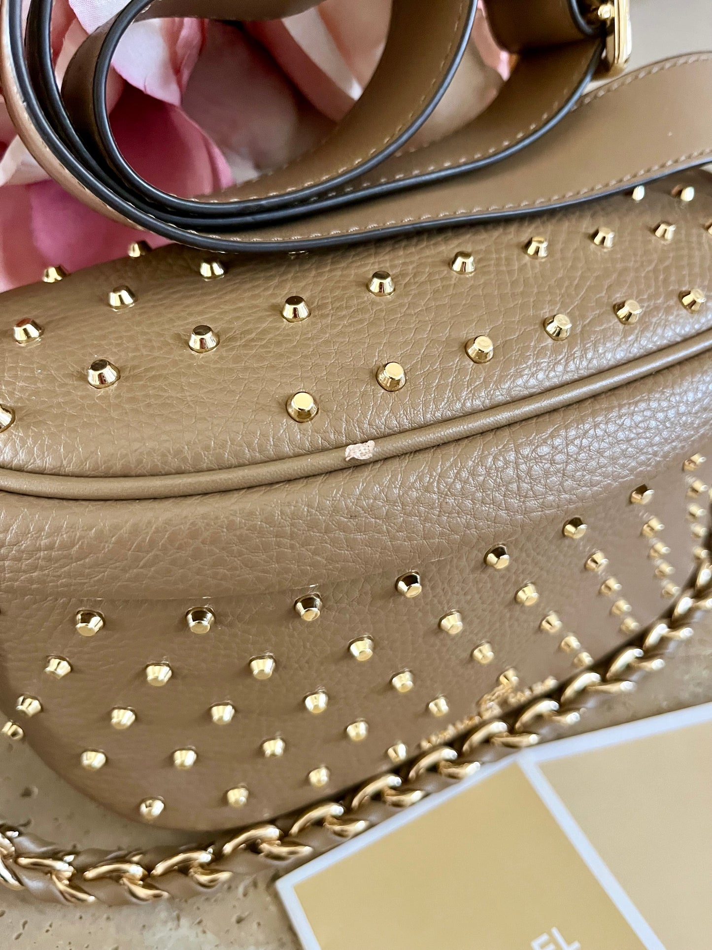 Michael Kors Gold Studded Chain Belt Bag