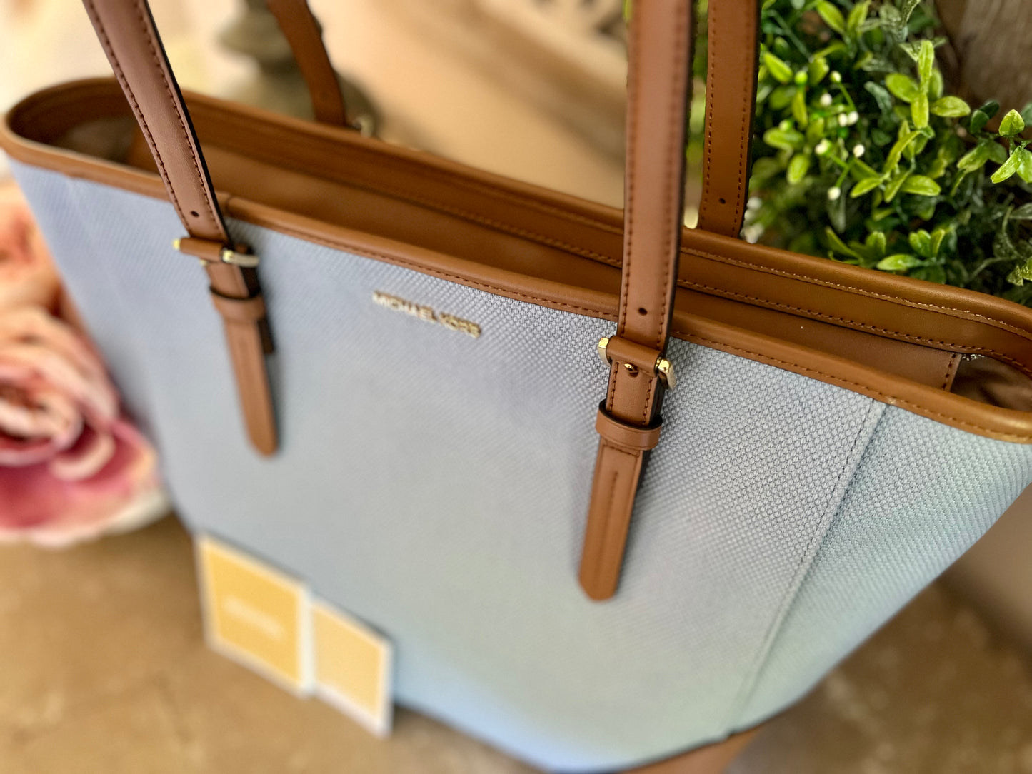 NEW Michael Kors Blue Aria Large Zip Tote