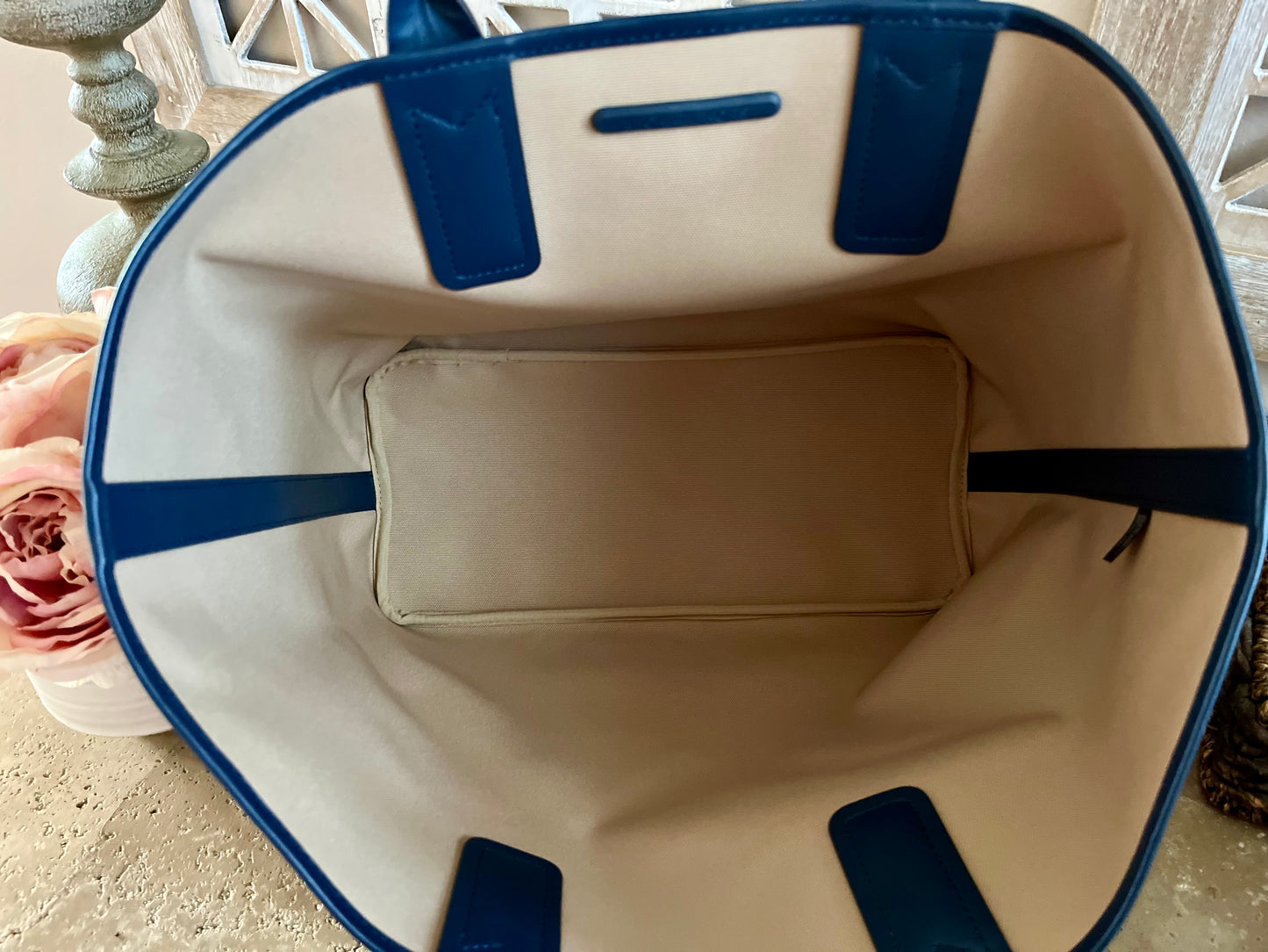 NEW Michael Kors Large Blue Logo Open Tote