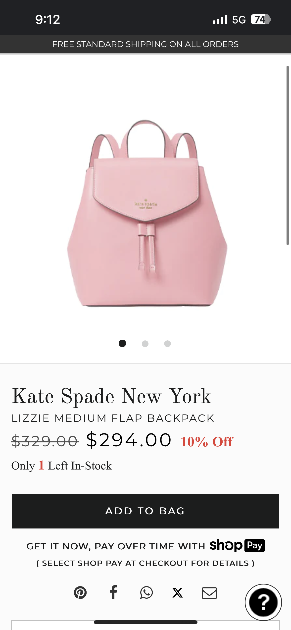 NEW Kate Spade Med Pink Backpack