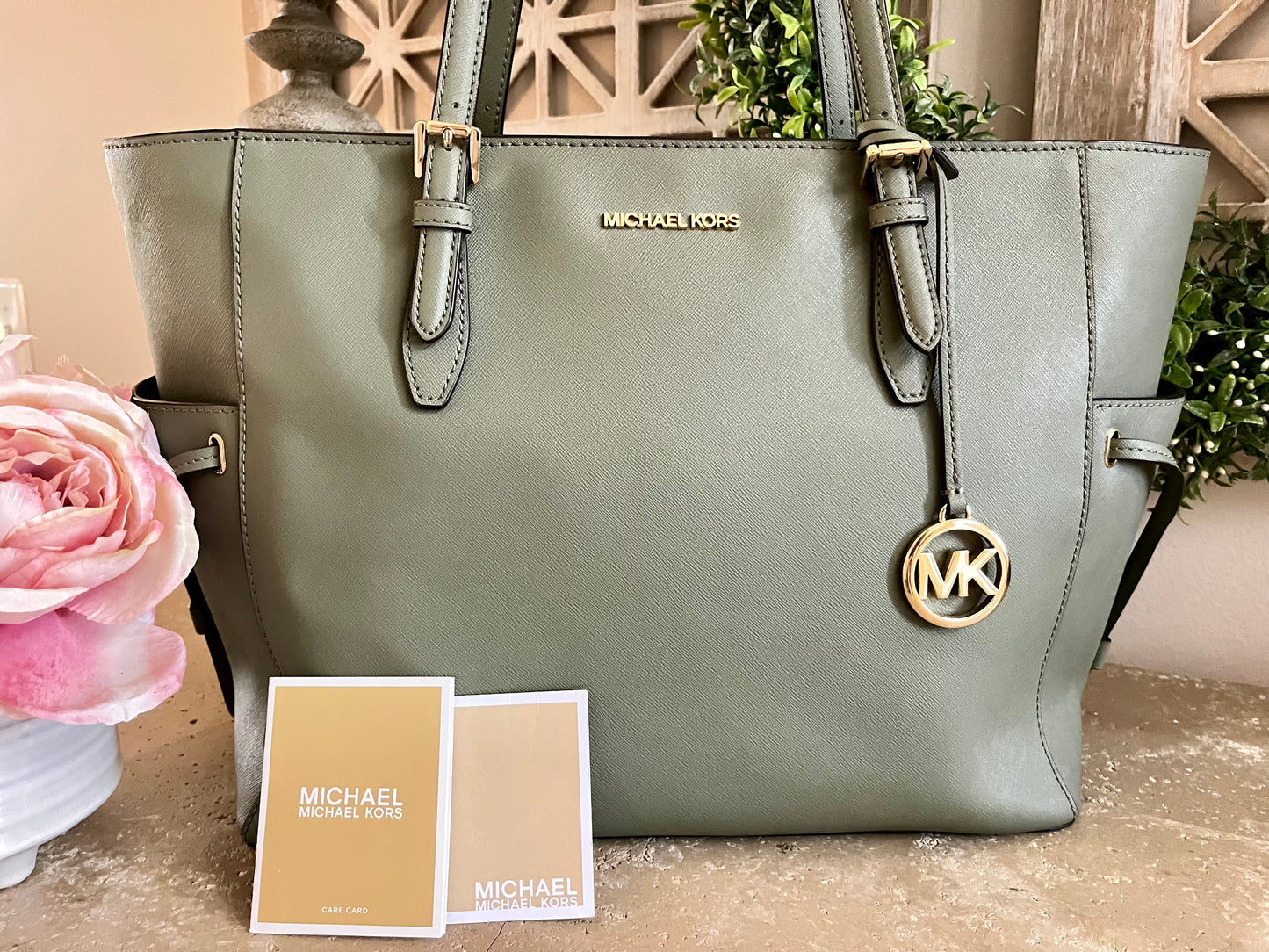 Michael Kors Olive Green Large Voyager Tote