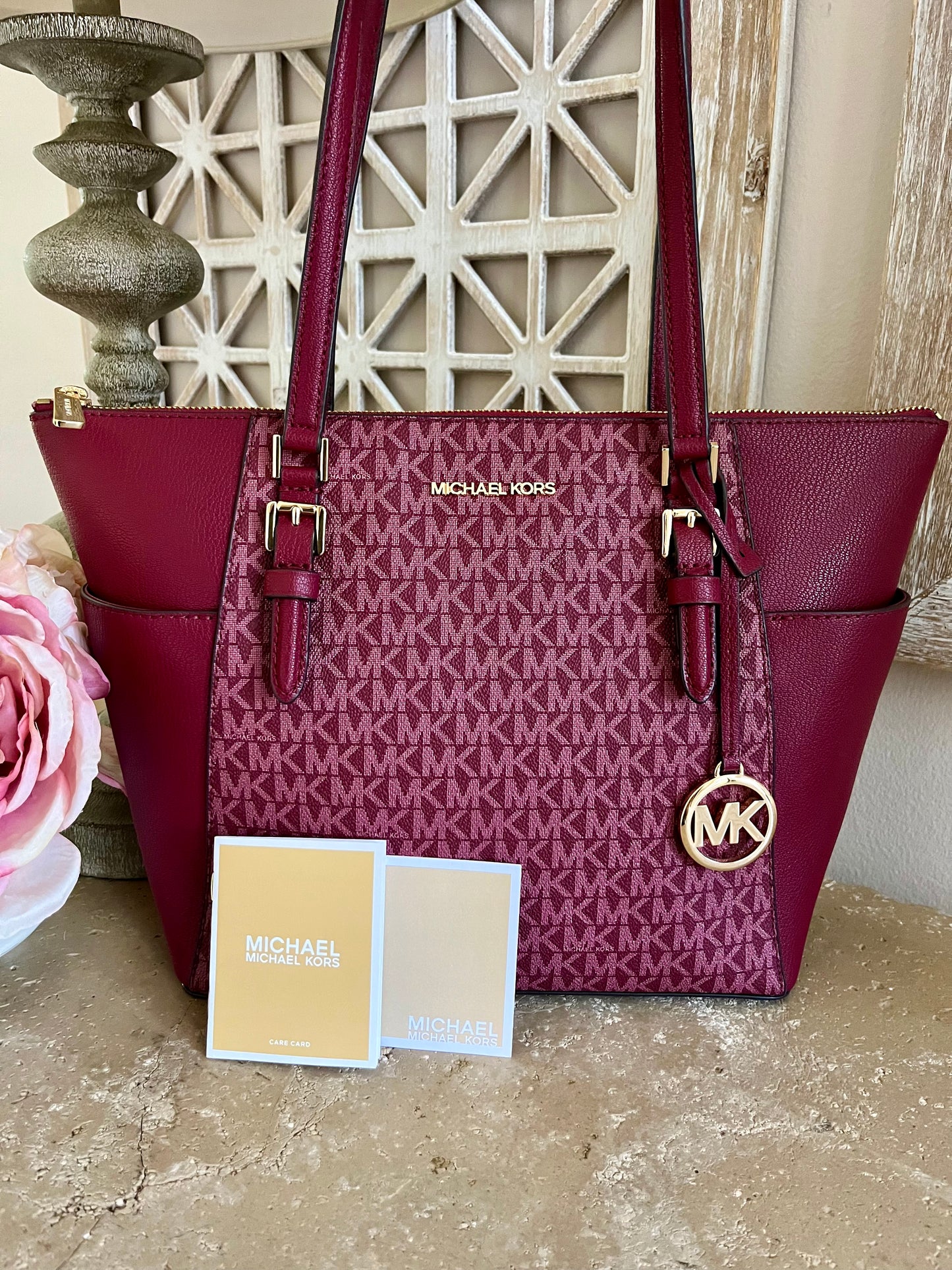 NEW Michael Kors Medium Jet Set Burgundy Tote