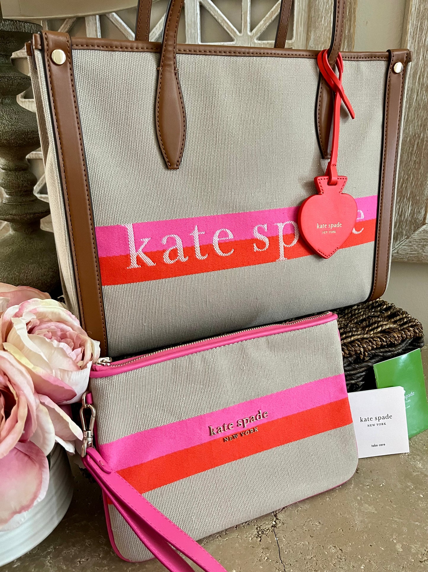 Kate Spade Logo Zip Large Tote with Matching Wristlet