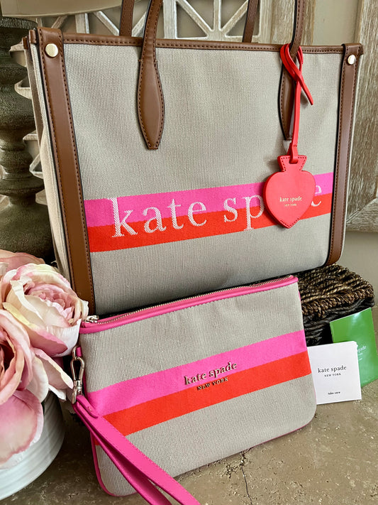 Kate Spade Logo Zip Large Tote with Matching Wristlet