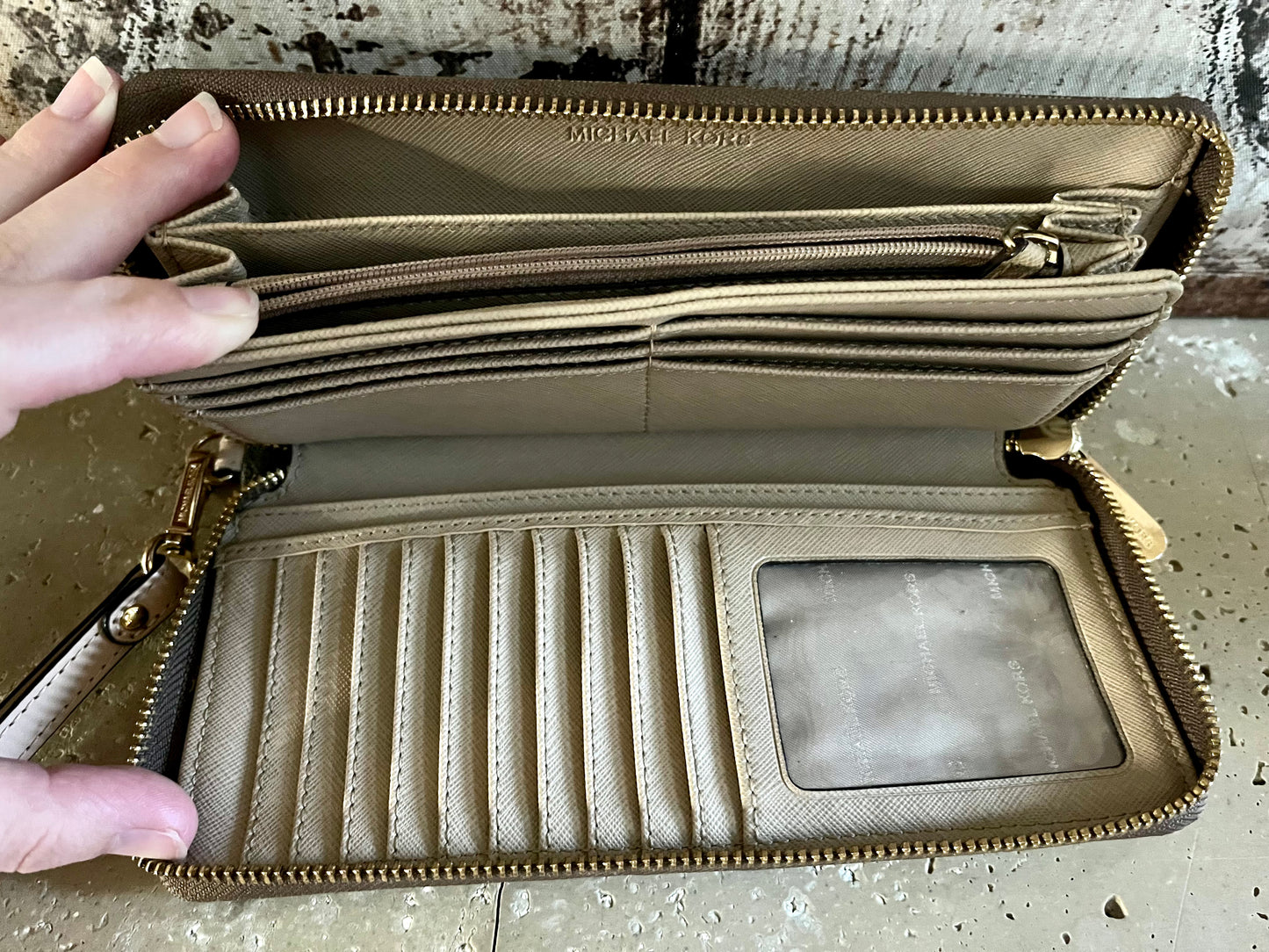 Michael Kors Large Logo Zip Wallet