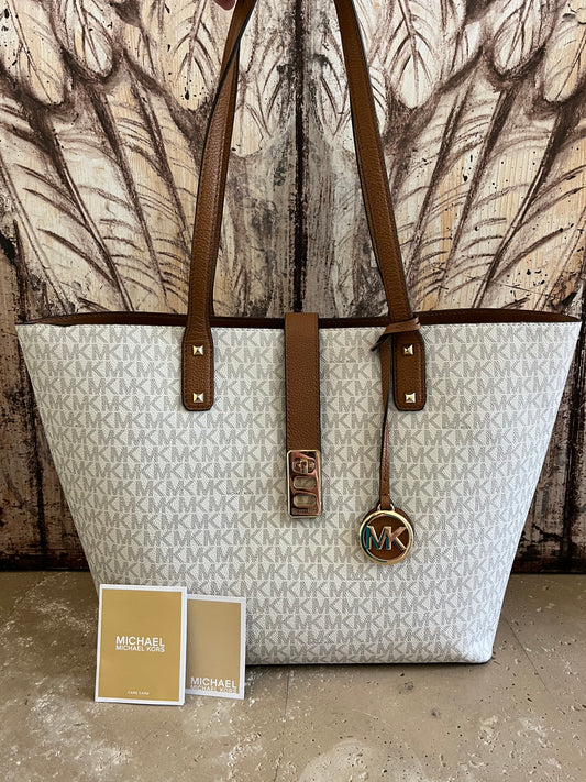 Michael Kors Large Vanilla Logo Open Tote