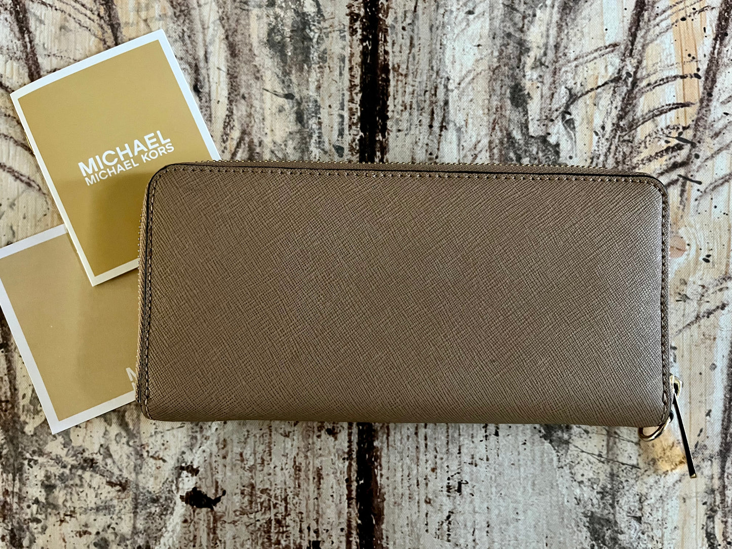 Michael Kors Large Beige Zip Wallet