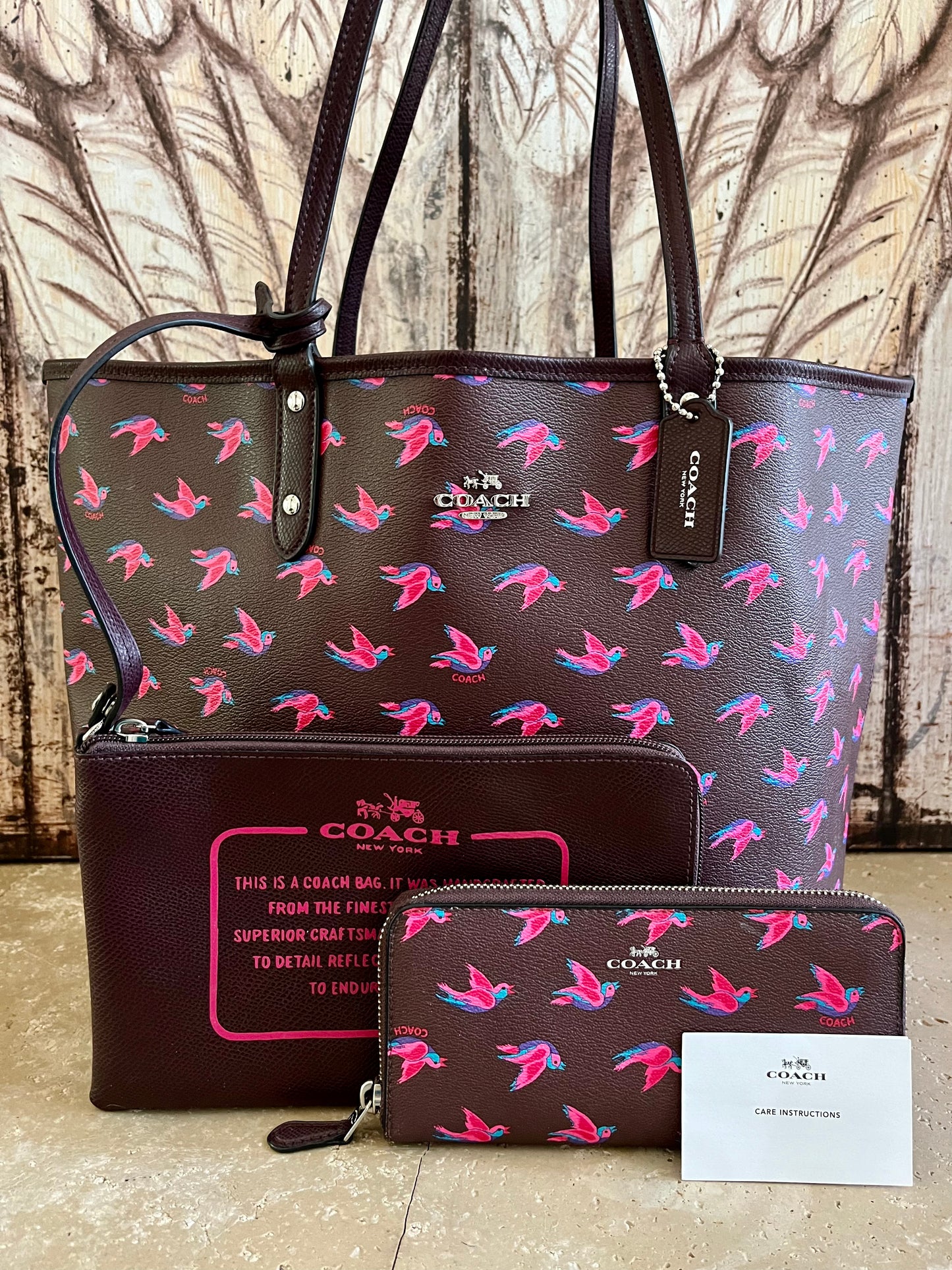 Coach Large Swallow Tote with Matching Wristlet & Wallet