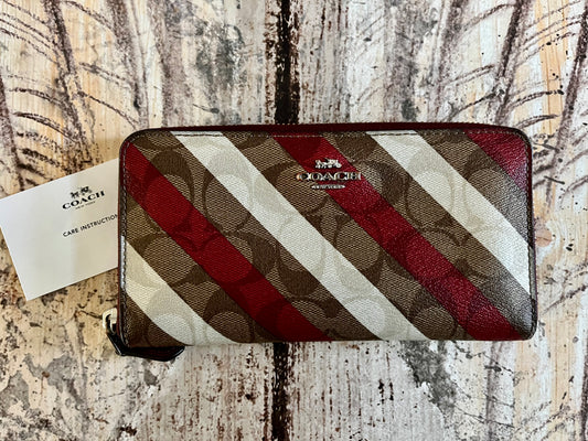 Coach Large Signature Stripe Zip Wallet