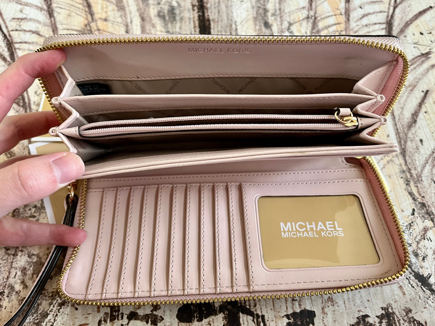 Michael Kors Large Pink Logo Zip Wallet