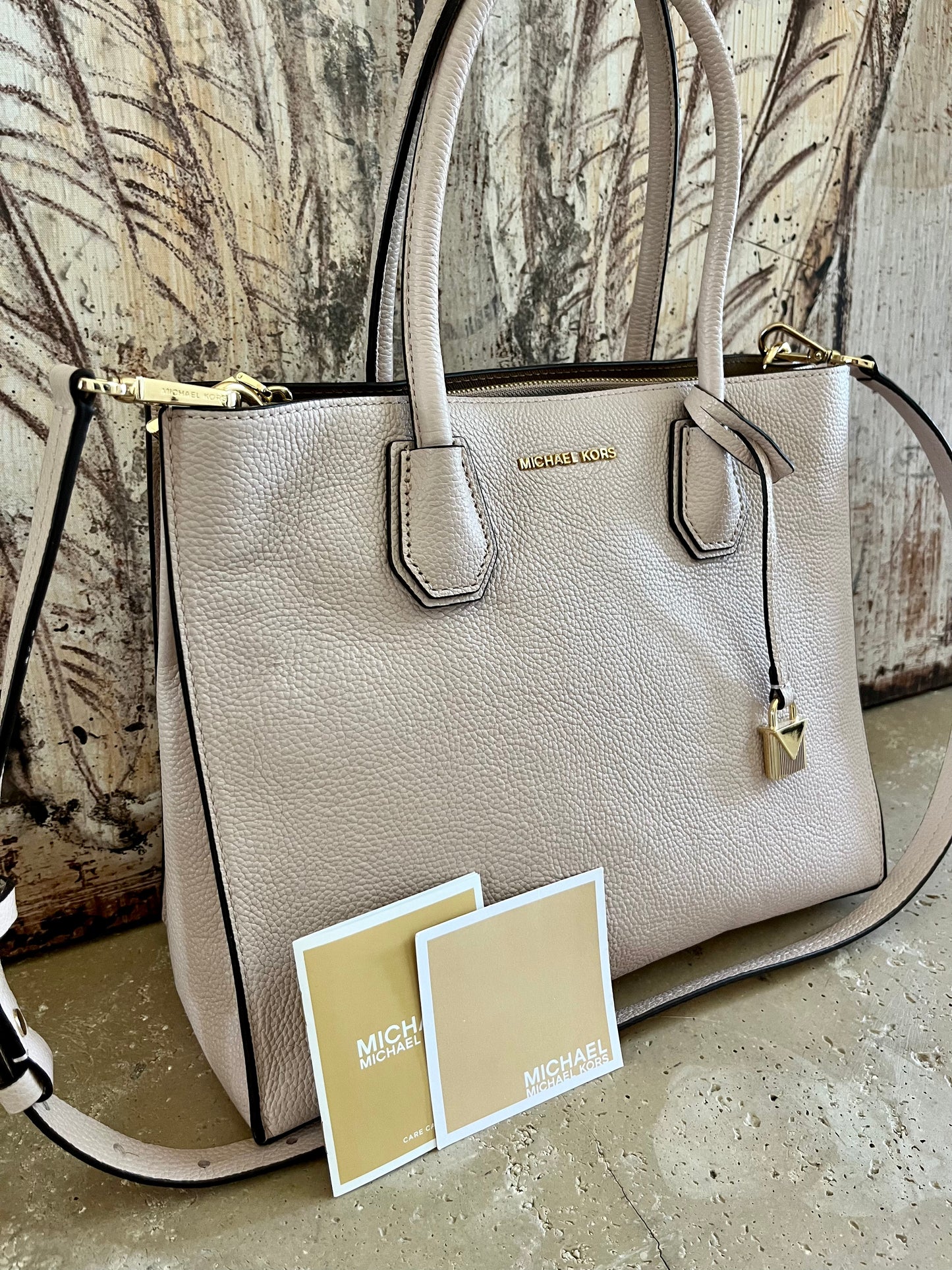 Michael Kors Med Blush Pebble Leather Satchel Crossbody