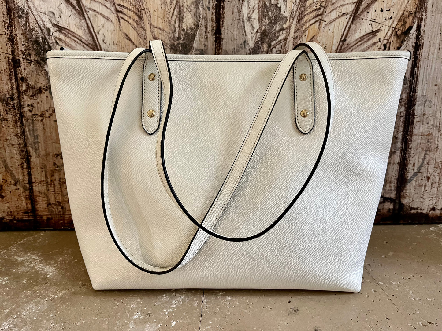 Coach Large Cream Beaded Tote