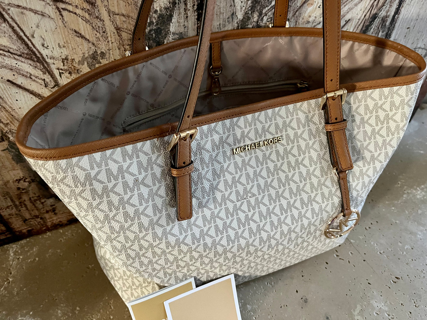 Michael Kors Large Vanilla Logo Open Tote