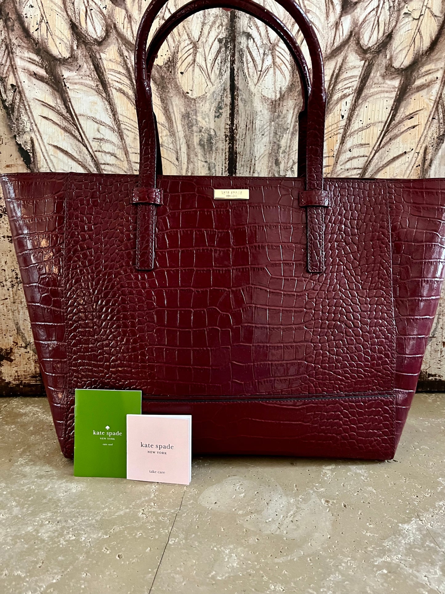 Kate Spade Burgundy Alligator XL Tote