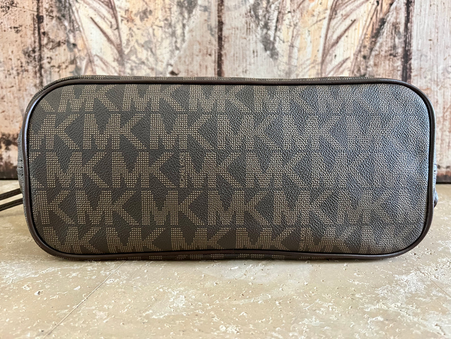 Michael Kors Logo Medium Snakeskin Neverfull Tote