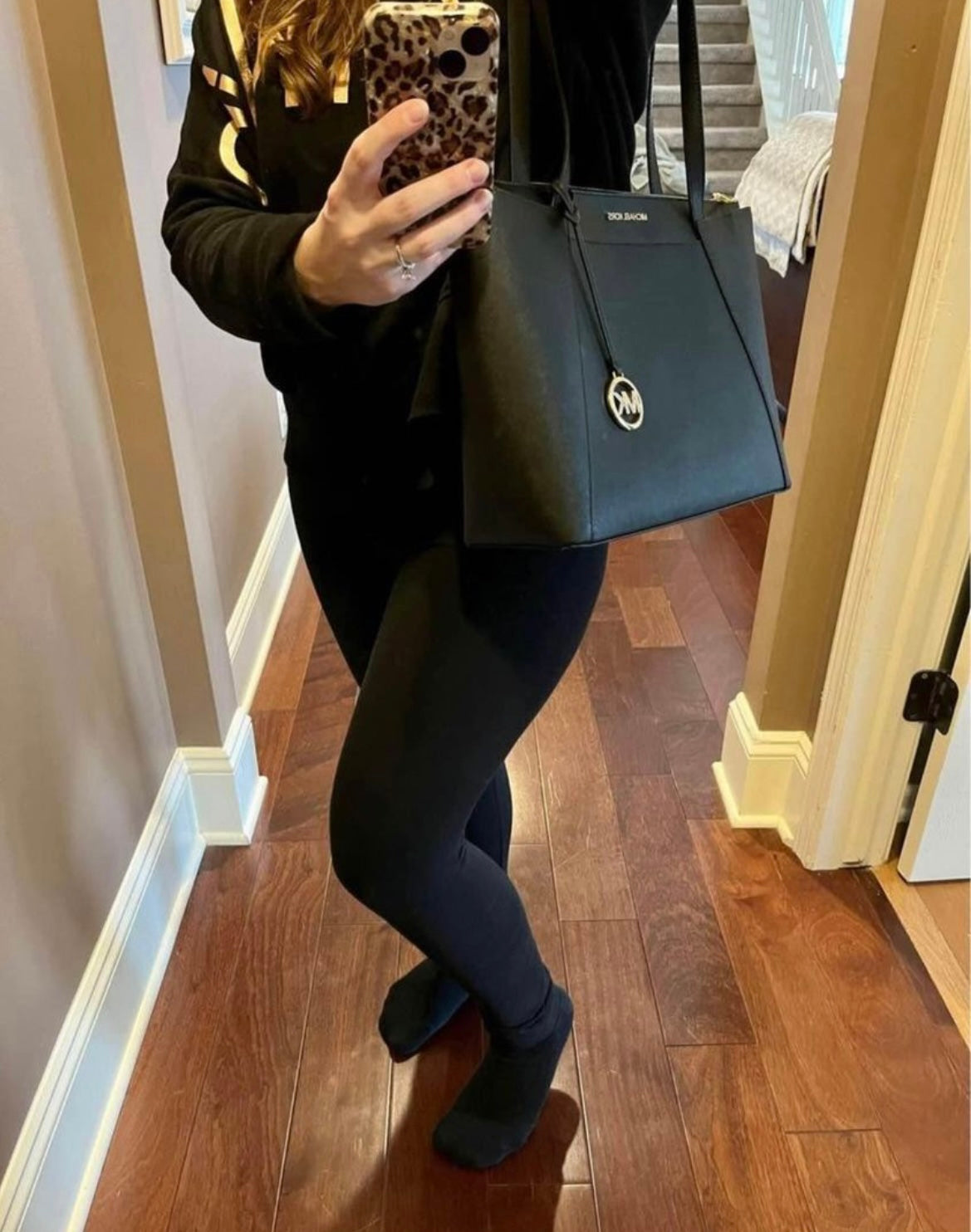 Michael Kors Large MK Black Zip Tote