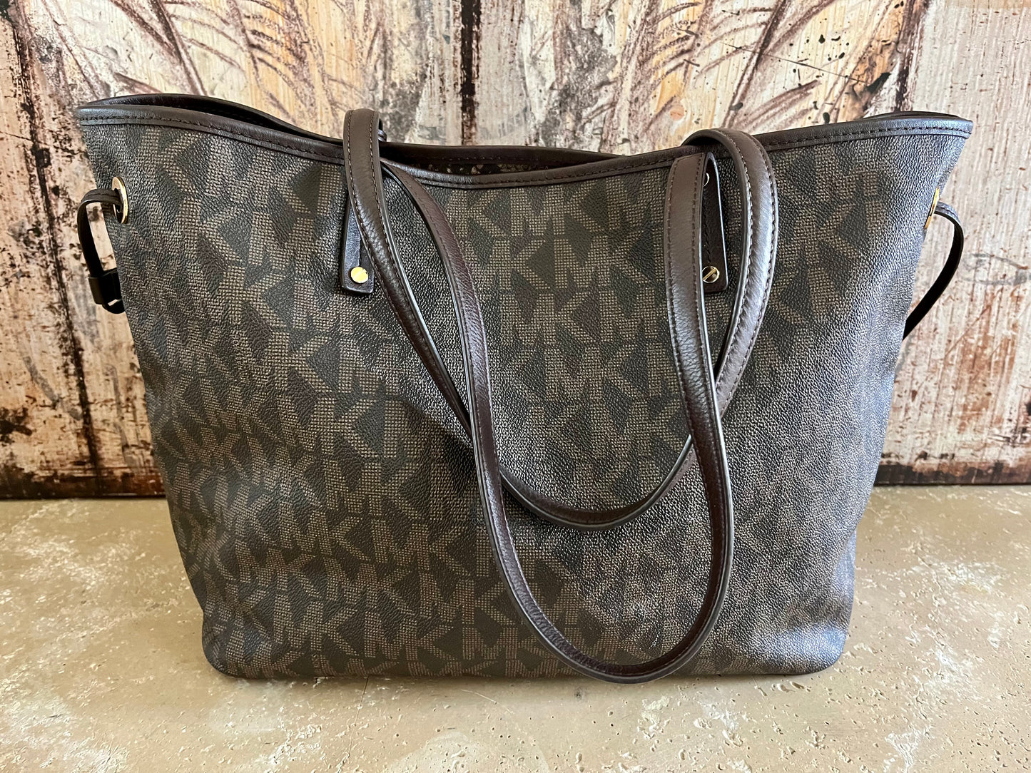 Michael Kors Logo Large Snakeskin Neverfull Tote